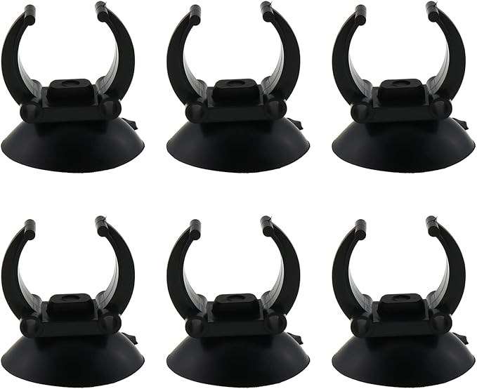 Sucker Clip 6pcs Black Plastic Replacement Fish Tank Aquarium Heater Suction Cups Clips Suckers