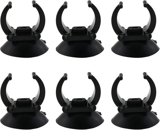 Sucker Clip 6pcs Black Plastic Replacement Fish Tank Aquarium Heater Suction Cups Clips Suckers
