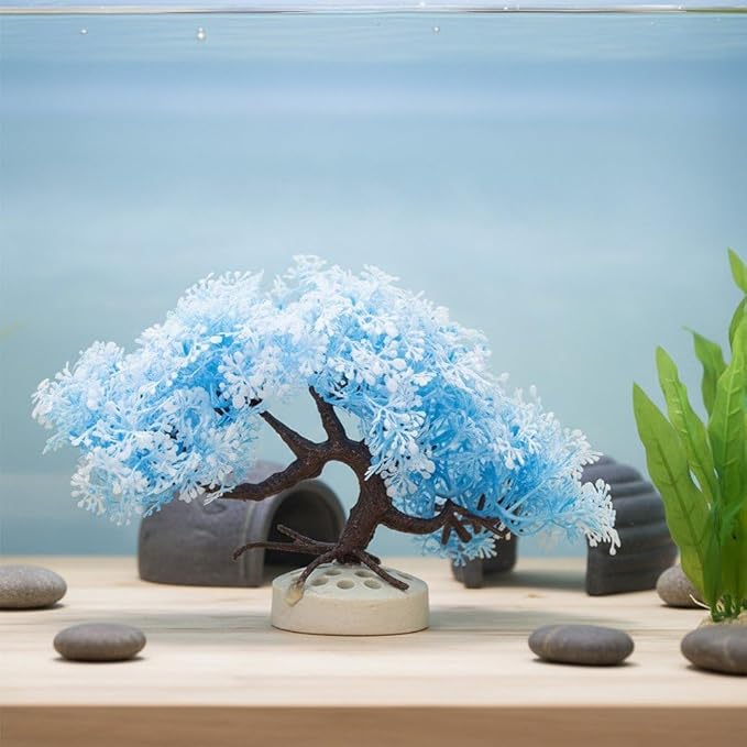 Sanfly Artificial Aquarium Plants, Fake Aquarium Aquatic Plant Cherry Blossom Aquarium Fish Tank Simulation Aquatic Aquarium Tank Accessories