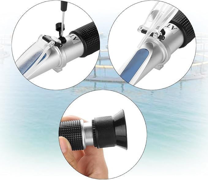 AUNMAS Refractometer Salinometer, Seawater Salinity Meter Aquarium Optics Refractometers Temperature ATC Digital 0-10% Aquarium Sea Water Pool Marine Fishkeeping Hydrometer Measurement