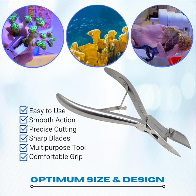 Coral Reef Cutter Stainless Steel Clipper to Cut Stems from Coral Plugs for Propagation Grafting Hard Soft Freshwater Saltwater Corals (5.5 Inch)