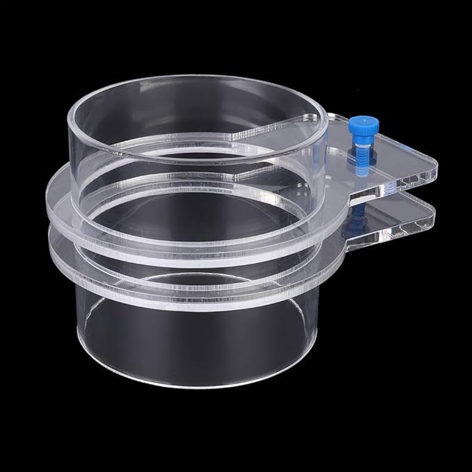 Ymiko Fish Feeder, Acrylic Fish Feeding Floating Food Dish Food Feeder Adjustable Transparent Cover Tray Automatic for Aquarium (90mm)