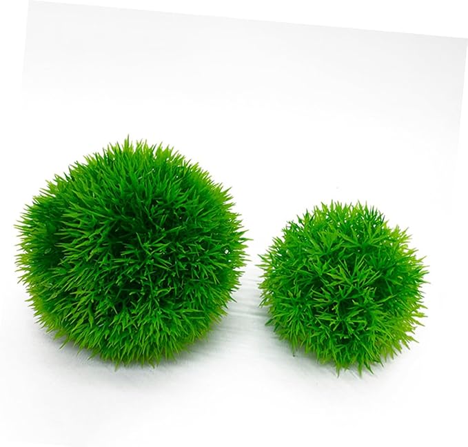2Pcs Fish Tank Decorations 4.52In Aquarium Fake Plants Lifelike Simulated Water Grass Balls Underwater Crafts for Home Office Aquarium