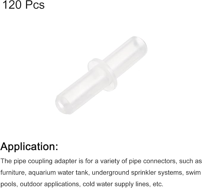 uxcell 120Pcs Aquarium Air Valve Connector Plastic Inline Tubing 3/16"(4.9mm) OD Straight Valves Aquarium Airline Tubing Connector for Fish Tank Pond Air Line
