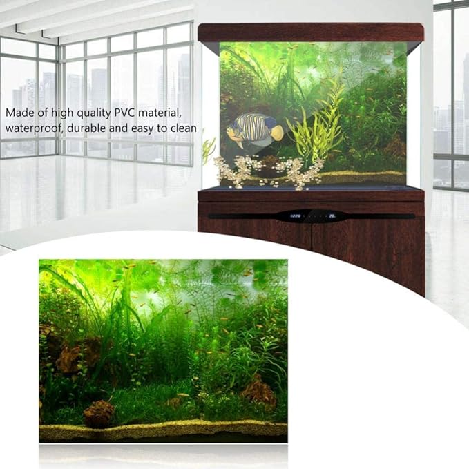 Zerodis PVC Aquarium Background Poster,Water Grass PVC Adhesive Static Aquarium Wallpaper Background(122 * 46cm)