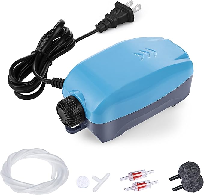 HITOP 3W 80GPH Adjustable Aquarium Air Pump, Upgrade Quiet Oxygen Pump, Powerful Air Aerator for Fish Tank up to 120 Gallon