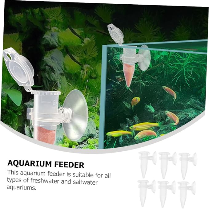 Totority 6pcs Automatic Feeder Brine Shrimp Feeder for Fish Tanks Plastic Cups Suction Cup Design Fish Bowl Accessories