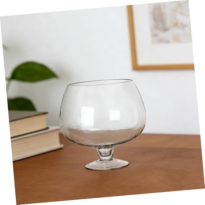 Transparent Glass Fish Bowl Vase, Multi-Function Betta Tank, Desktop Goldfish Aquarium, Hydroponic Plant Pot, Wine Glass Shape, Home Office Decor