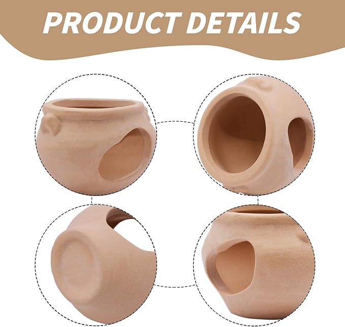 AnRui Aquarium Decorations Mini Ceramic Jar Fish Tank Hideout Cave Cute Pot Aquarium Accessories Decor Ornaments for Cichlid, Small Fish, Shrimp to Play Hide Breed Habitat