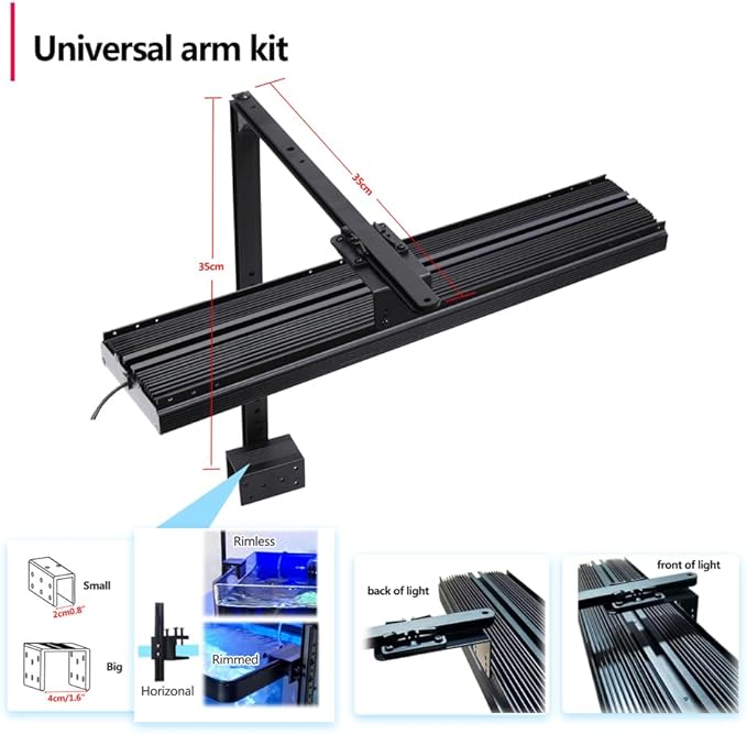 PopBloom Hertz 54 Reef Timer Control LED Aquarium Light Full Spectrum Marine Fish Coral Light for 60cm 24inch 2ft Tank (Smart-APP Control, with Arm Kit)