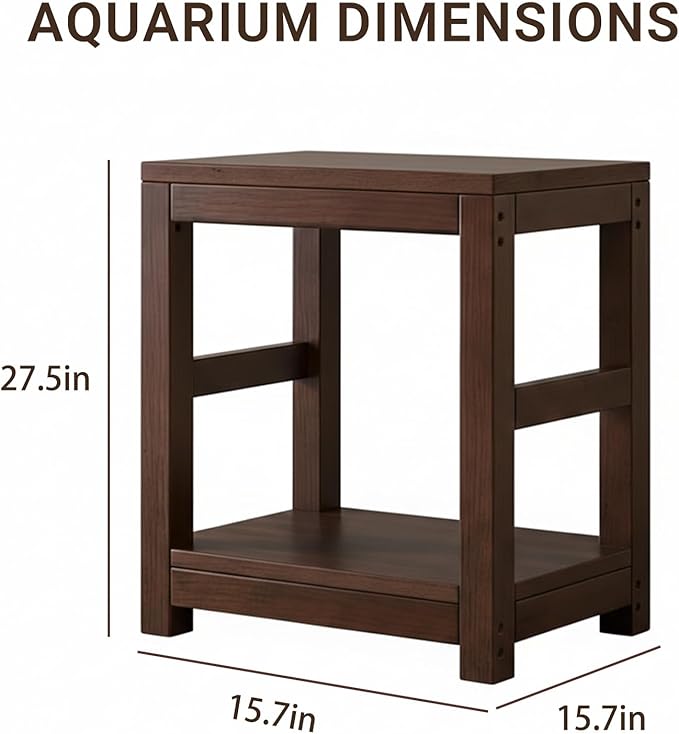 10–120 Gallon Solid Wood Fish Tank Stand, Heavy Duty Aquarium Stand, 660 lbs Load Capacity, Thickened Support Column Design, Easy to Install, 15.7"–59.1" for Home & Office Terrarium Stand