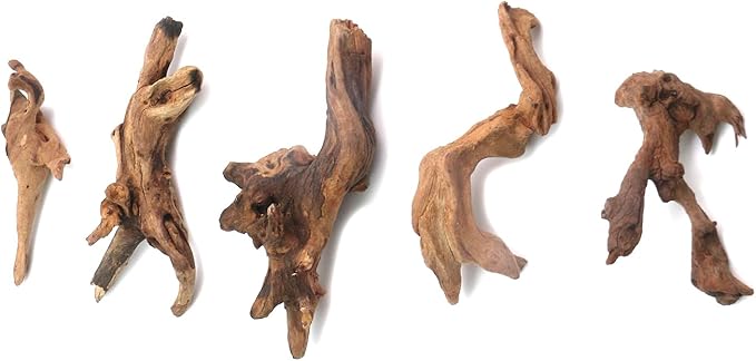 5Pcs Real Natural Driftwood for Aquarium, Aquarium Decor Wood Freshwater Fish Tank Reptile Driftwood Branch Length 3.93" to 5.9"