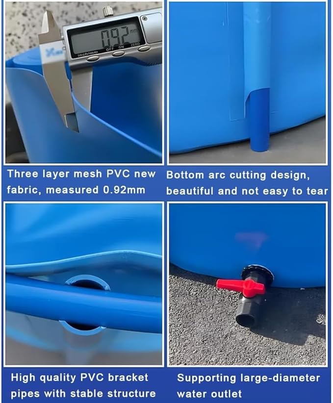 Large Collapsible Canvas Stock Tank Pond - Above Ground Fish Pond for Aquaponics, Koi, or Decorative Garden Water Feature