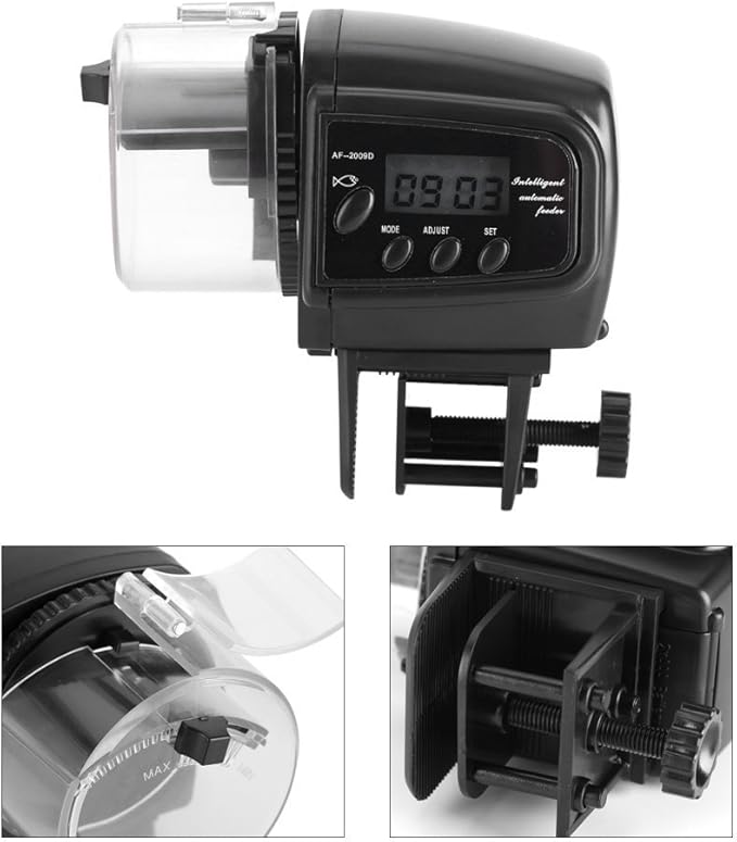 Yosoo Automatic Fish Feeder for Aquarium, Vacation Weekend Fish Food Dispenser with Automatic Digital Timer for Flake Pellets, Pellets, Powders and Strips