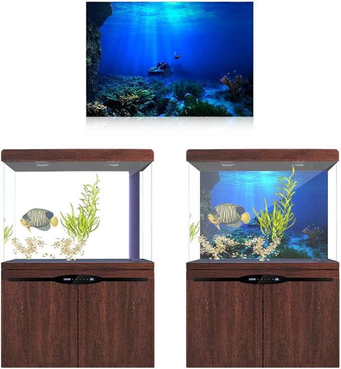 Huhushop Aquarium Background,HD Undersea Coral Reef Photo Wall Paper, Aquarium Fish Sea Mural,XXL Undersea Underwater World Wall Decoration (122x50cm)