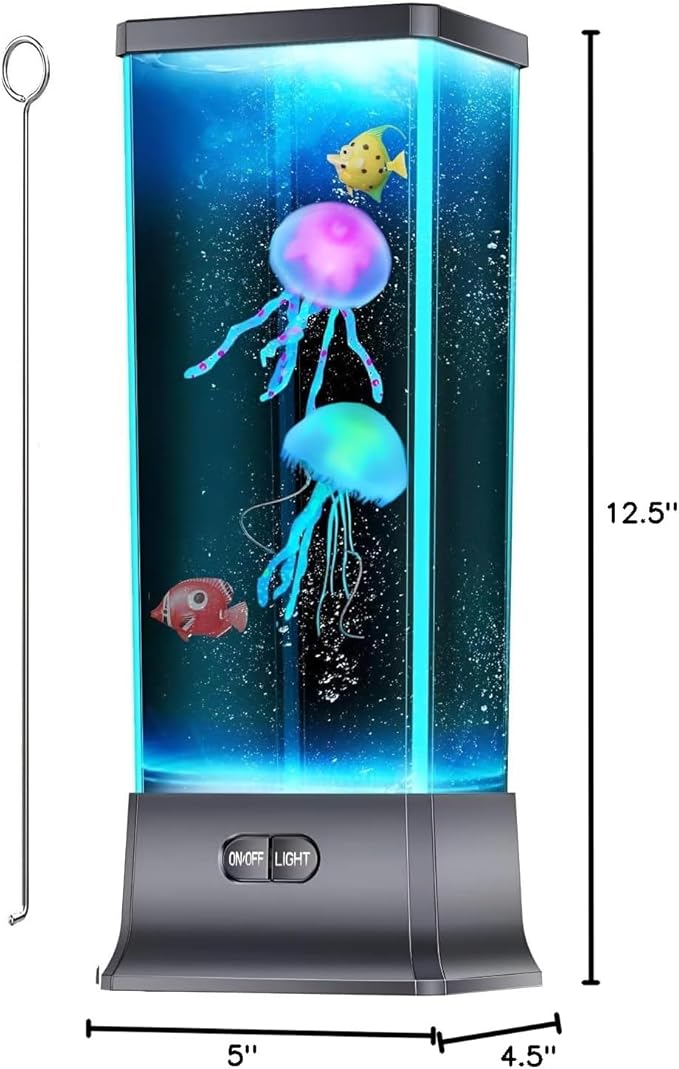 COLORLIFE Cool Jellyfish lamp Sensory Synthetic Realistic Jelly Fish Tank Aquarium Mood Lamp for Home Office Decor Gifts for Kids Women Men Birthday Christmas Holiday Presents