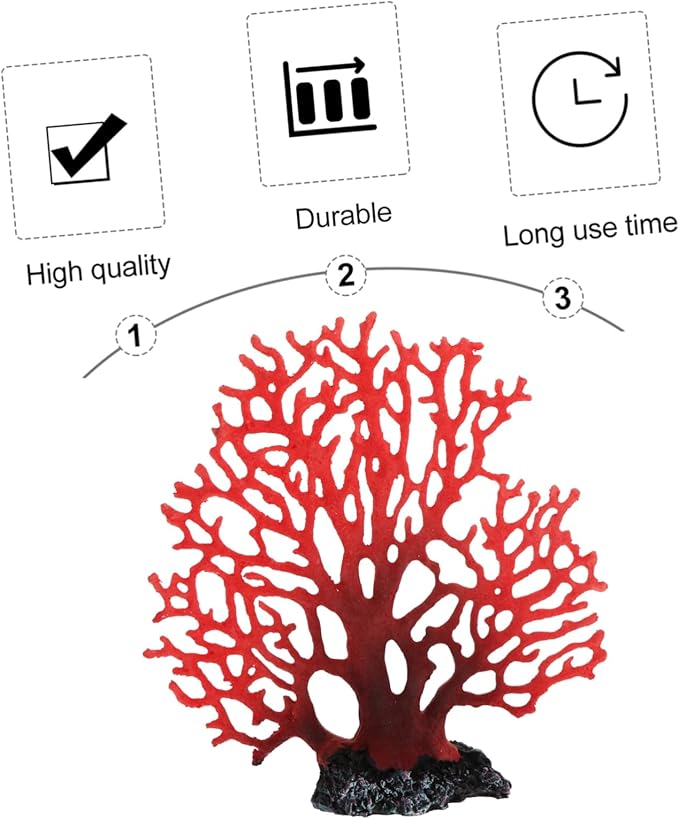 SUPVOX 1pc Artificial Coral Aquarium Coral Ornaments Landscaping Decor Resin Coral Adornment Fish Tank Coral Decor Tabletop Ornament Red Coral Ornament Red Coral Adornment, 22.5X20CM