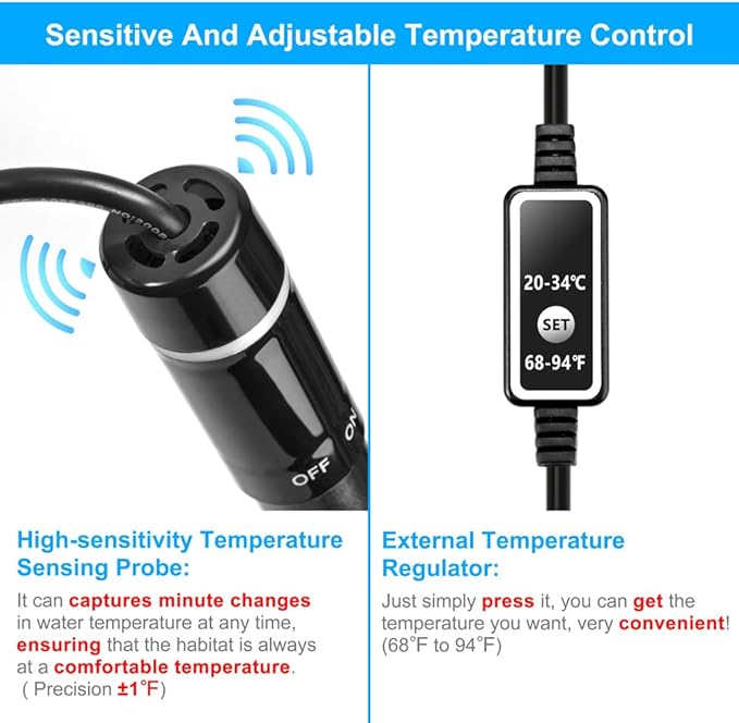 DaToo Submersible Aquarium Heater 100W Titanium Alloy Fish Tank Heater 100 Watt External Temperature Control Thermostat with Digital LED Temperature Display for Salt and Fresh Water