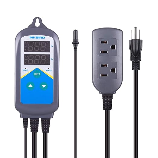 Inkbird Aquarium Heater with Probe Thermostat Fish Ornamental Shrimp Reef Tanks 24 Hours Double Time with Day Night Automatic Temperature Controller