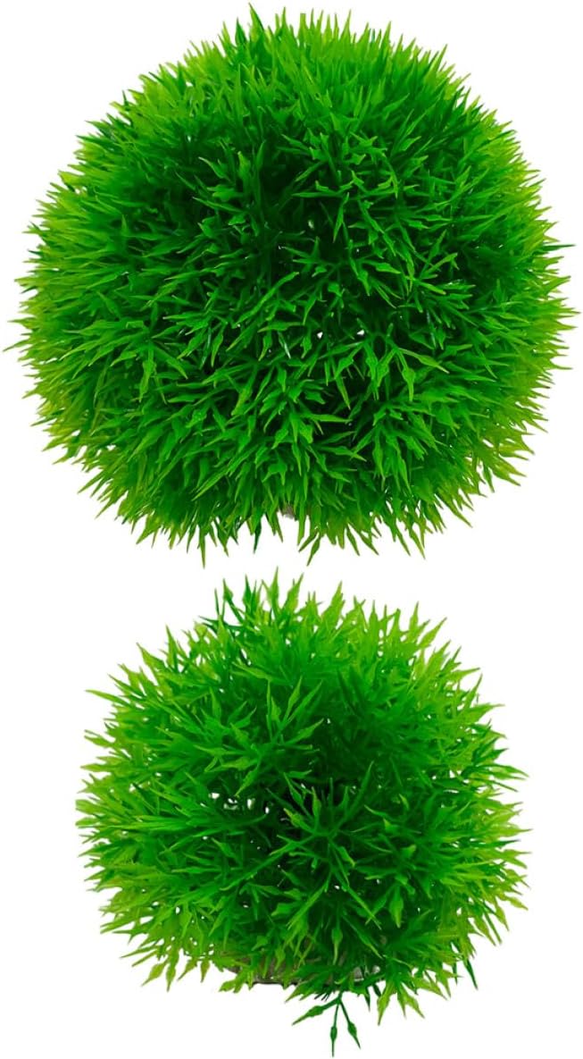 2Pcs Fish Tank Decorations 4.52In Aquarium Fake Plants Lifelike Simulated Water Grass Balls Underwater Crafts for Home Office Aquarium