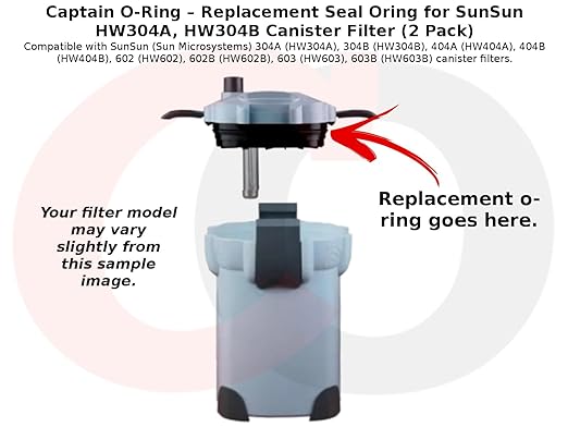 Captain O-Ring – Replacement Seal Oring for SunSun HW304A, HW304B Canister Filter (2 Pack)