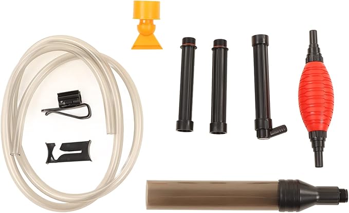 Manual Operated Aquarium Siphon with Red Air Bag, Gravel Vacuum for Aquarium Labor Saving Water Changer Portable Sand Cleaner for Daily Tank Maintenance