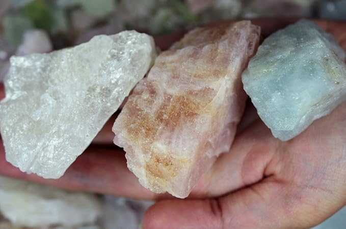 Fantasia Materials: 1/4 lb Morganite and Beryl Rough Stone Mix from Brazil