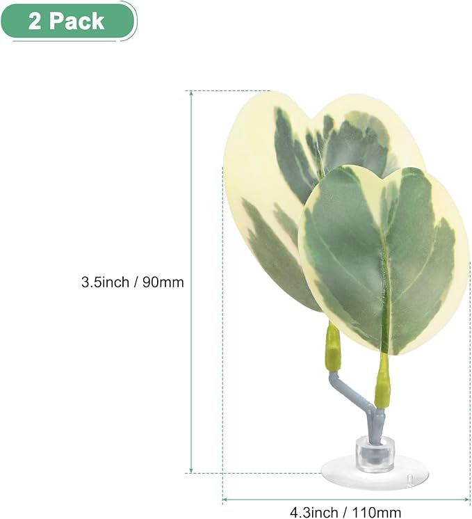 M METERXITY 2-Pack Betta Fish Leaf Pad, Hammock Plant Leaf Pad, Realistic Resting Fish Rest Bed for Fish Tank Decorations/Aquarium Accessories/Breeding [Green and White, Grape Leaves-Shaped]