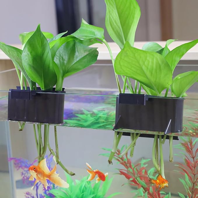 Aquarium Plant Holder，Plastic Fish Tank Plant Holder，Hanging Aquarium Planter Cup for Fish Tank Live Plants