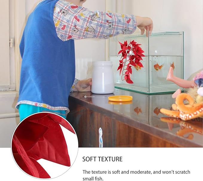 iplusmile Reptile Artificial Hanging Silk Plants with Suction Cup, Terrarium Tank Fake Plants Habitat Decorations for Indoor Bearded Dragon Hermit Crab Lizard Snake Geckos, Red