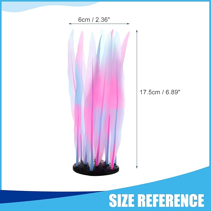 Soft Silicone Glowing Seaweed, Fluorescence Aquatic Artificial Kelp for Aquarium (Pink)