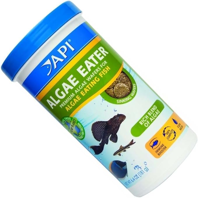 API Algae Eater Pea Protein Natural Pre-Biotic Algae Wafer with spirulina for Algae Eating Fish (6.4 Oz)