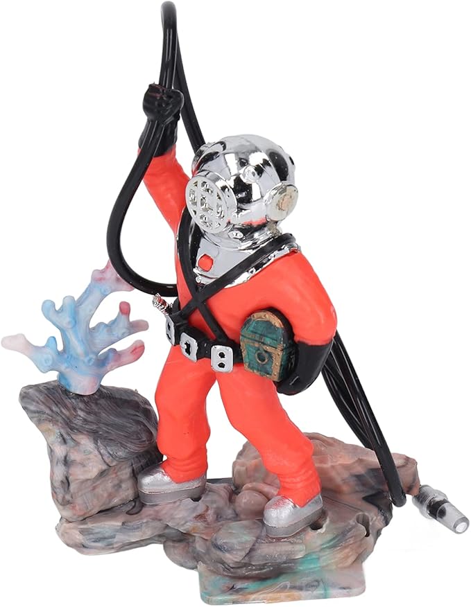 Zerodis Diver Aquarium Decoration, Diver Fish Ornament Aquarium Decorations Kit Floating Device Aquarium Accessories Ornament Play Toy for Fish (Red)