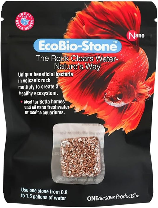 EcoBio-Block Natural Volcanic Rock for Aquarium Water Clarity & Balance — Low-Maintenance Alternative to Weekly Additives — for Freshwater Fish, Turtles, Shrimp & Frogs (Nano, 0.8-1.5 gal)