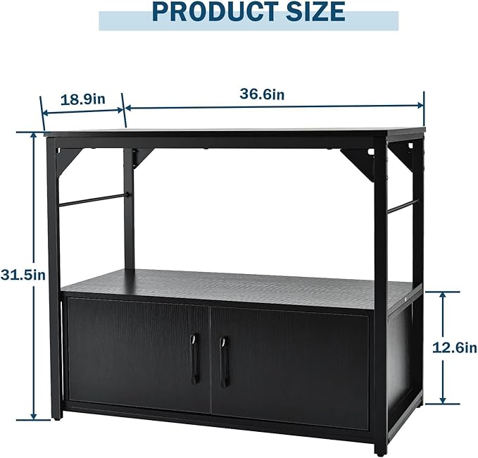 40 Gallon Fish Tank Stand Metal Frame Aquarium Stand with Storage Cabinet, Fish Tank with Stand for Fish Tank Accessories Storage for Fish Lovers, 660LBS Capacity Black 36.6" L*18.9" W Tabletop