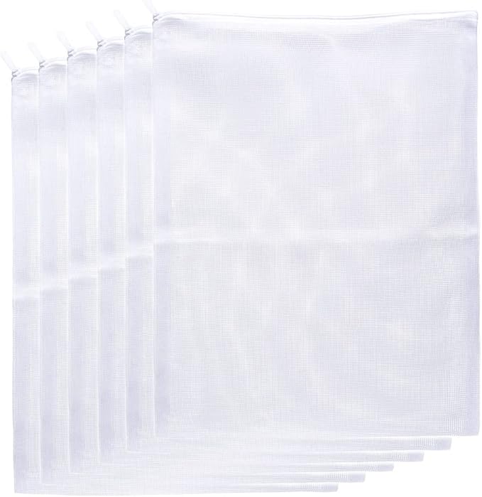 JIHAQUA Aquarium Filter Bags Large - Reusable Fish Tank Filter Media Mesh Bags with Plastic Zipper (14 x 18 inch (6 Pack))