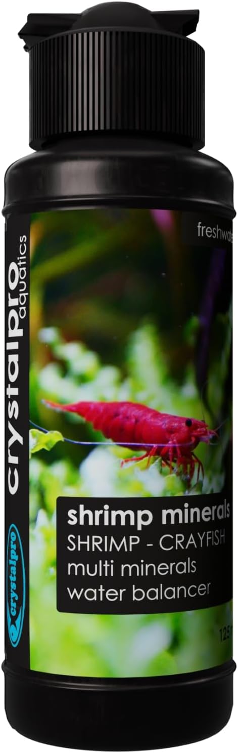 Crystalpro Shrimp Minerals 4.2 Oz – Liquid Aquarium Salt & Trace Elements for Freshwater Shrimp Tanks – Supports Caridina & Neocaridina – Molting & Breeding Additive – Invertebrate Tank Conditioner
