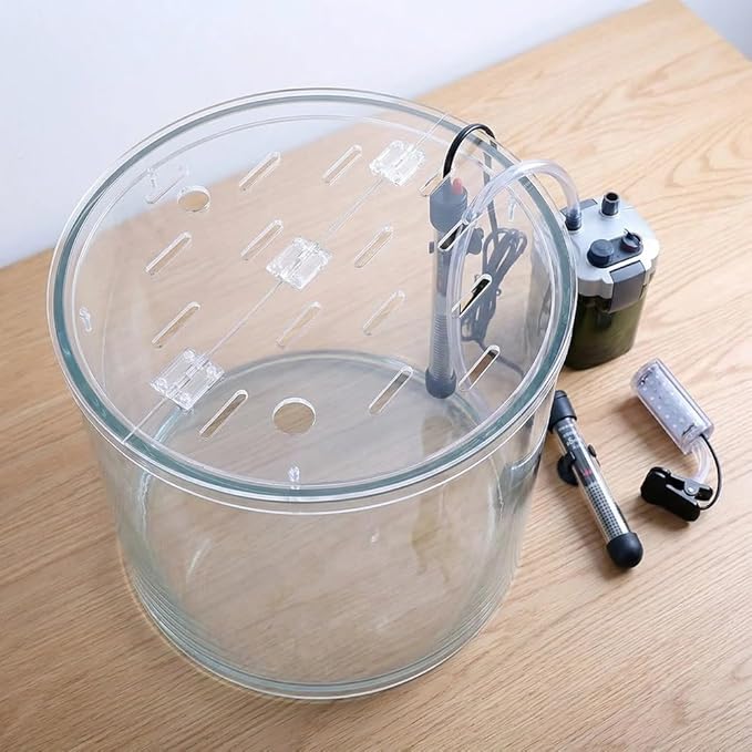 Rygcrud Clear Acrylic Round Fish Tank Lid Cover, Hinged Split-Section Design, Jump-Proof & Avoid Cat Catching Fish, Customizable(60cm)