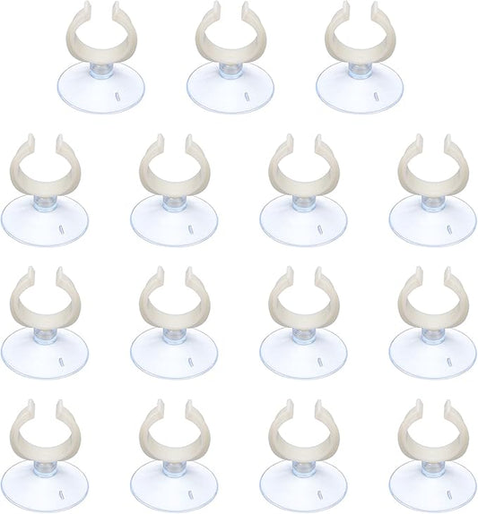 Aquarium Suction Cups, Fish Tank Suction Cups Clips Airline Tube Holders Clamps (Plastic, 15Pcs, Clear) for 1.1" Fish Tank Airline Tubing Binding Moss Shrimp Nest, 28x45MM