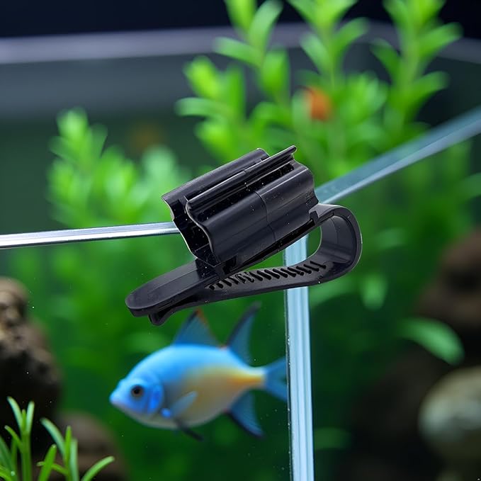 4Pcs Black Fish for Tank Mounting Clip Water Pipe Hose Holder Multifunction Adjustable Clamp for 0.31""-0.62"" Dia Tub Aquarium Tube Holder, Aquarium Air Pump Accessories Aquarium Pumps and Filters