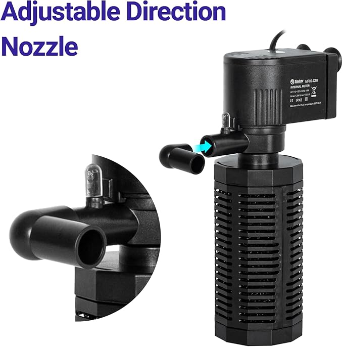 Yaubay 18W Aquarium Internal Filter for 55-120 Gallon Tanks, Power Biochemical Sponge Fish Turtle Tank Filter with Aeration System, Silent Submersible Filters, 264 GPH