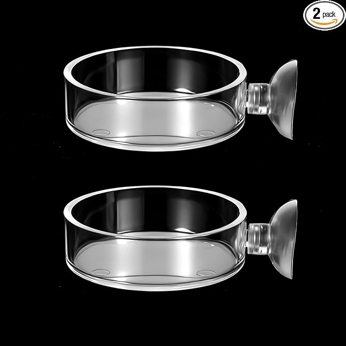 2 Pcs 60mm Fish Tank Feeder Dish, Clear Acrylic Aquarium Shrimp Feeder Dish with Suction for Aquarium Tanks Feeding