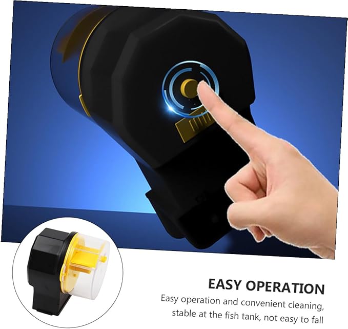 Automatic Aquarium Fish Feeder Adjustable Timer Large-Capacity Vacation Feeding Tool for Fish Tank, Turtle Feeder, Yellow Plastic Dispenser Without Batteries