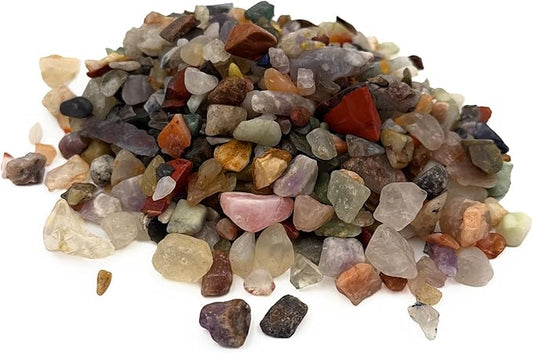 WireJewelry Gemstones of The World Chips, 1 Lb Mix - Polished Crystal Chips for Jewelry Making, Home Decor, Vase Filler, Reiki & Chakra Healing