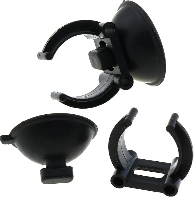 12 Aquarium Heater Suction Cups with 0.95 Inch Clip Black Standard Heater Rod Holder Fish Tank Clip (Not for Airline Tubing), Suction Base 1.3 Inch