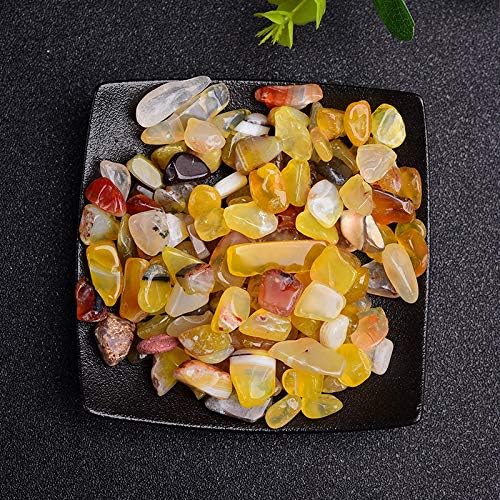 50/100g Natural Stones Gravel Crystals Chip Quartz Minerals Tumbled Agates Specimen Gemstones Home Aquarium Decor,Yellow Agate,100g