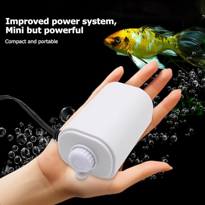 Mini Air Pump Aquarium Quietest for Fish Tank 5 to 75 Gallons, Adjustable Dual-Outlet Bubbler for Bait 3W 108GPH, with Air Stones, Airline Tubing, Check Valves, Suction Cup