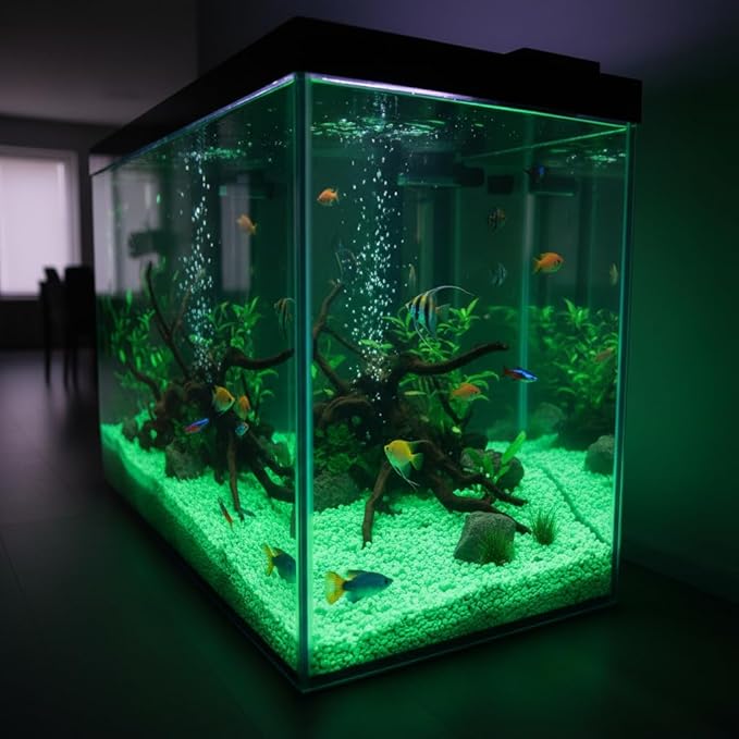 Shiny Stone Glow in The Dark Aquarium Neon Gravel Sand, Decorative Rocks for Fish Tank and Fairy Garden, Home Dec,305g/0.67lbs (5-8mm, Yellow Green)