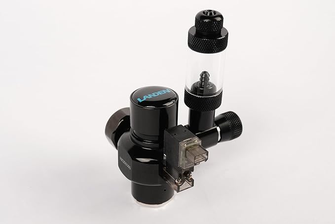 LANDEN AverVita CO2 Regulator Mini Compact, Efficient Single-Stage Control with Integrated DC 12V Solenoid and Bubble Counter Compatibility Fits Paintball, CGA-320, etc, Cylinder, CO2 Indic. Sol. Kit