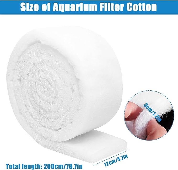 Aquarium Filter Media Floss, 78.7 inch Cut to Fit Pond Filters for Outdoor Ponds and Fish Tank, Aquarium Filter Floss for Fish Tank Sponge Pad Foam Filter Accessories for Pond